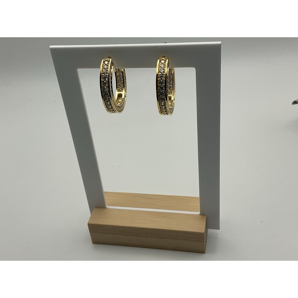 Diamonique Italia J431585 3.45 cttw CZ 18K Gold Plated Sterling Hoop Earrings